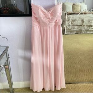 Women's Blush Pink Strapless Formal Bari Jay Bridesmaids Gown Size 16